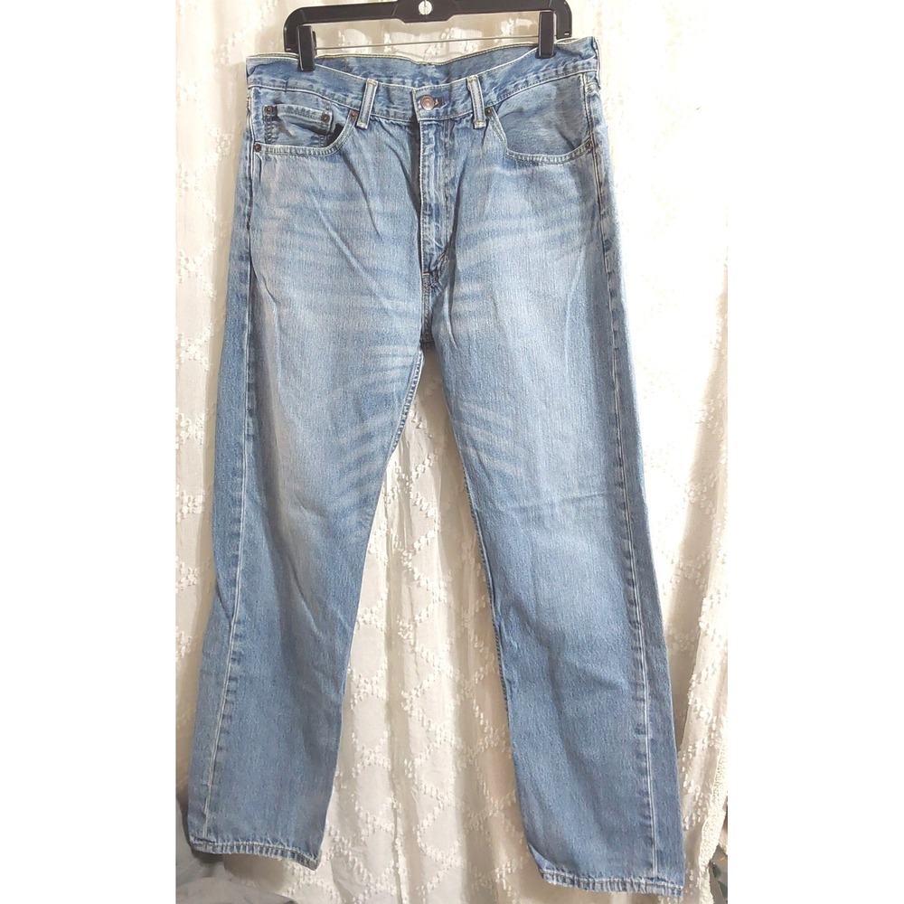 Levis Mens Straight Leg Denim Jeans Light Wash Blue 34x32 Made in Mexico
